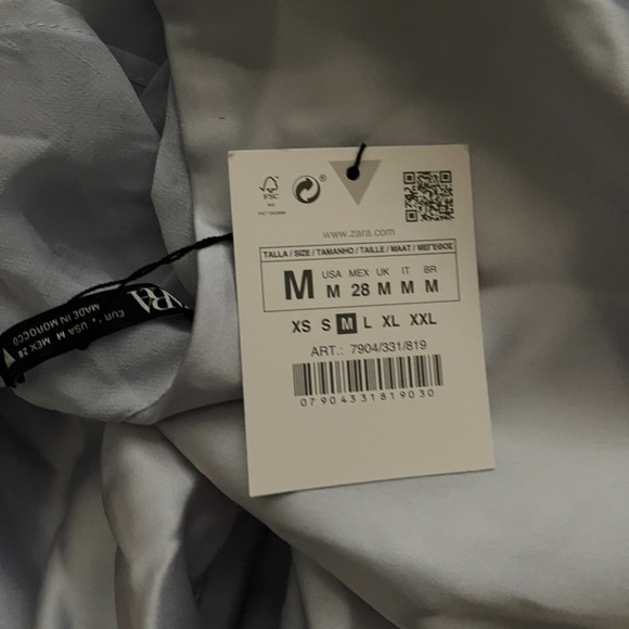 ZARA Light Blue Open Back Satin Midi Slip Dress Medium Blogger Favorite NWT Sexy - Picture 8 of 8